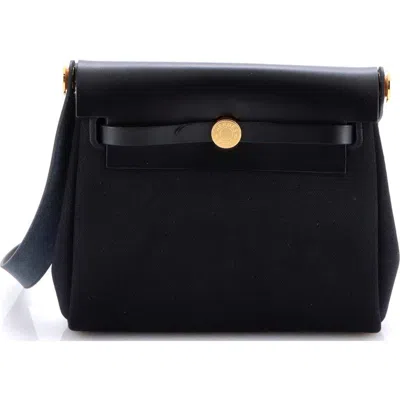 Pre-owned Hermes  Hermes Herbag Zip Toile And Leather 20 In Black