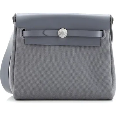 Pre-owned Hermes  Hermes Herbag Zip Toile And Leather 20 In Gray