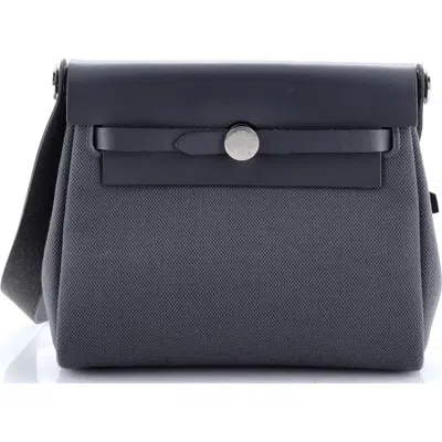 Pre-owned Hermes  Hermes Herbag Zip Toile And Leather 20 In Gray