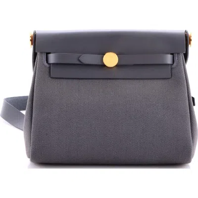 Pre-owned Hermes  Hermes Herbag Zip Toile And Leather 20 In Gray