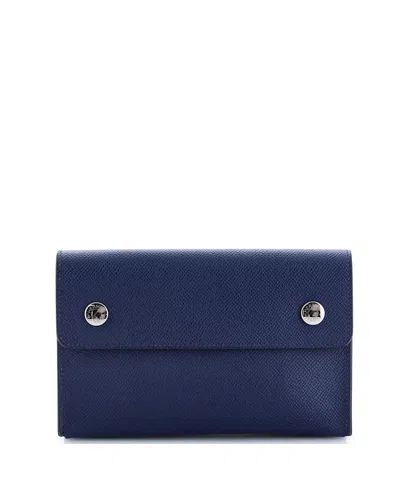 Pre-owned Pre-owned Hermes  Hermes Hermesnap Wallet Bag Epsom In Blue