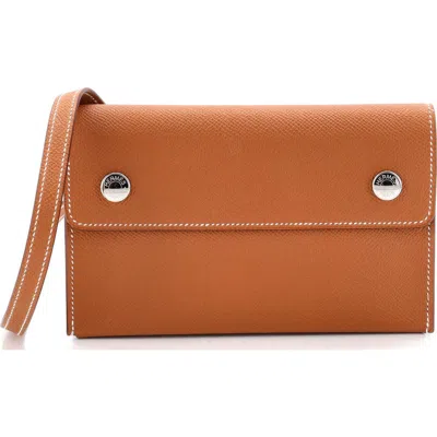 Pre-owned Hermes  Hermes Hermesnap Wallet Bag Epsom In Brown