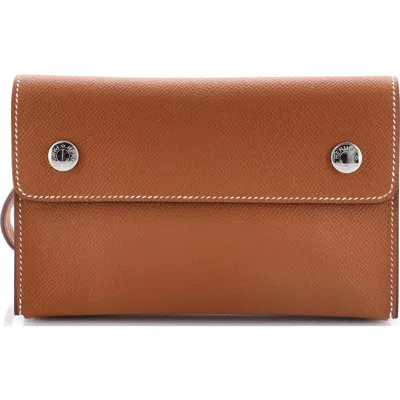 Pre-owned Hermes  Hermes Hermesnap Wallet Bag Epsom In Brown