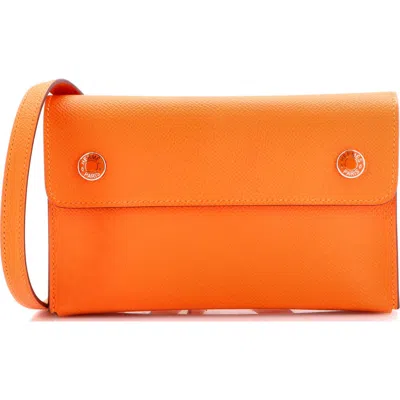 Pre-owned Hermes  Hermes Hermesnap Wallet Bag Epsom In Orange