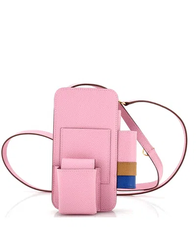 Pre-owned Hermes  Hermes Hermesway Phone Case Crossbody Bag Epsom In Pink