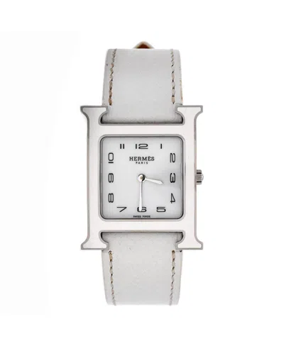 Pre-owned Pre-owned Hermes  Hermes Heure H Quartz Watch In Plated Metal And Leather 26mm