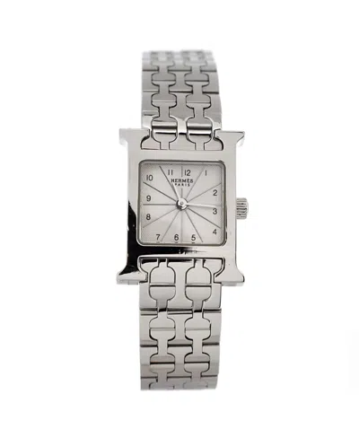 Pre-owned Pre-owned Hermes  Hermes Heure H Quartz Watch In Stainless Steel 17mm In Dial Color: Silver