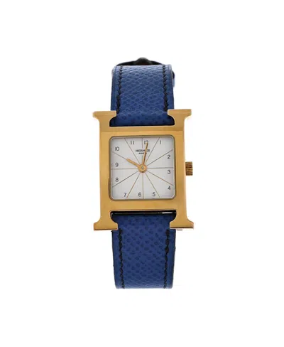 Pre-owned Pre-owned Hermes  Hermes Heure H Quartz Watch In Stainless Steel And Leather 21mm