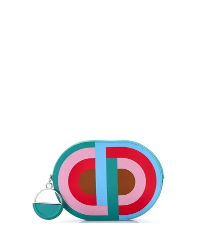Pre-owned Hermes  Hermes In-the-loop To Go Pouch Multicolor Leather In Green/ Blue/ Brown/ Green/ / Pink