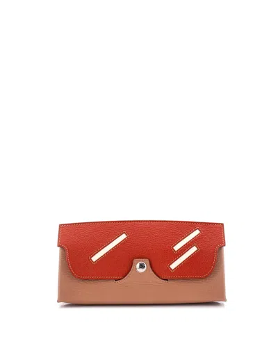 Pre-owned Pre-owned Hermes  Hermes In-the-loop Wink Glasses Case Leather In Brown