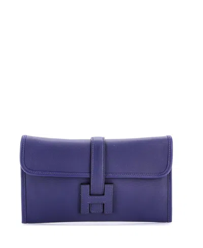 Pre-owned Pre-owned Hermes  Hermes Jige Duo Clutch Swift In Blue