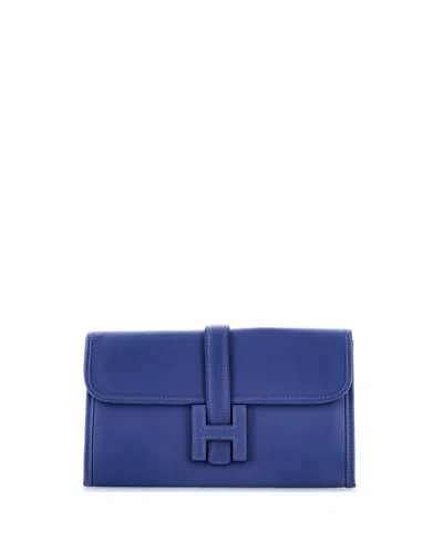Pre-owned Pre-owned Hermes  Hermes Jige Duo Clutch Swift In Blue