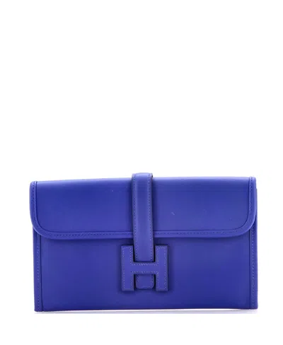 Pre-owned Pre-owned Hermes  Hermes Jige Duo Clutch Swift In Blue