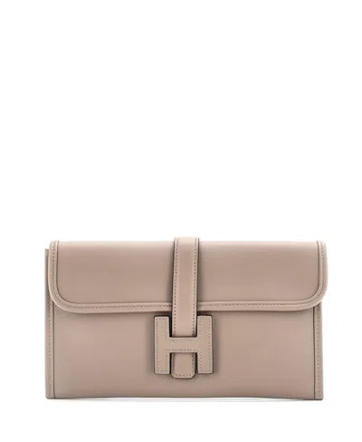 Pre-owned Pre-owned Hermes  Hermes Jige Duo Clutch Swift In Gray