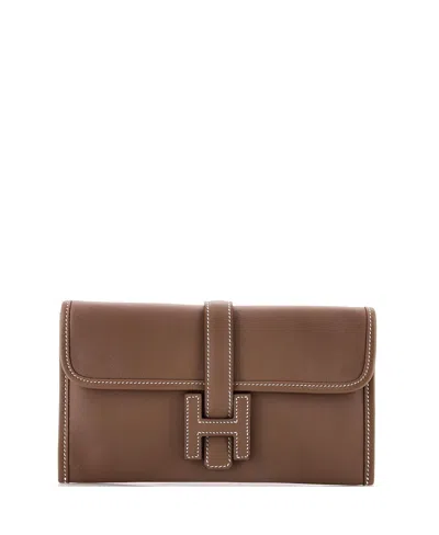 Pre-owned Pre-owned Hermes  Hermes Jige Duo Clutch Swift In Gray