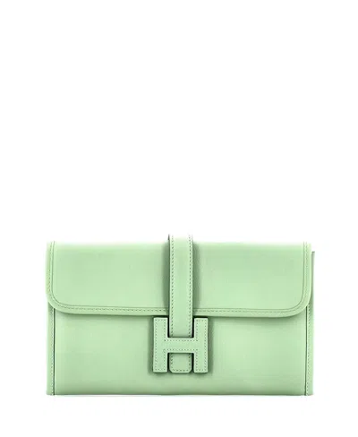Pre-owned Pre-owned Hermes  Hermes Jige Duo Clutch Swift In Green