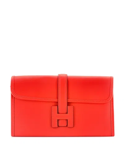 Pre-owned Pre-owned Hermes  Hermes Jige Duo Clutch Swift In Orange