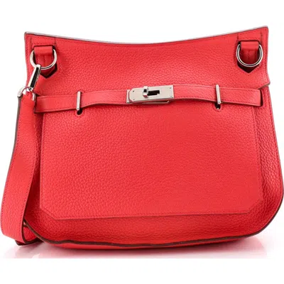 Pre-owned Hermes  Hermes Jypsiere Bag Clemence 28 In Red