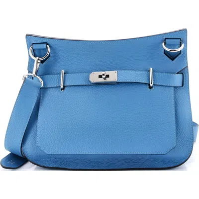 Pre-owned Hermes  Hermes Jypsiere Bag Clemence 31 In Blue