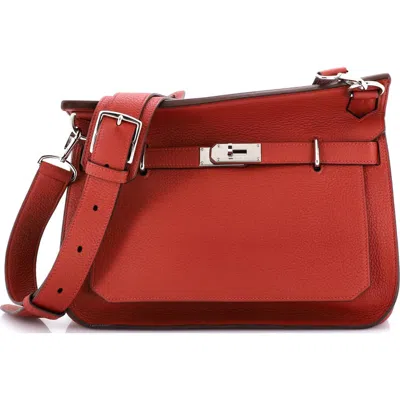 Pre-owned Hermes  Hermes Jypsiere Bag Clemence 34 In Red