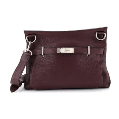 Pre-owned Hermes  Hermes Jypsiere Bag Clemence 34 In Burgundy