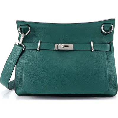 Pre-owned Hermes  Hermes Jypsiere Bag Clemence 34 In Green