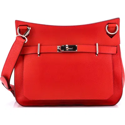 Pre-owned Hermes  Hermes Jypsiere Bag Clemence 34 In Red