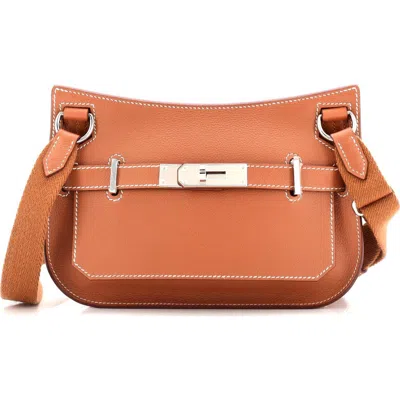 Pre-owned Hermes  Hermes Jypsiere Bag Evercolor Mini In Gold