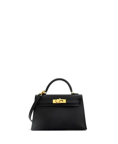 Pre-owned Pre-owned Hermes  Hermes Kelly 20 Handbag Black Epsom With Gold Hardware