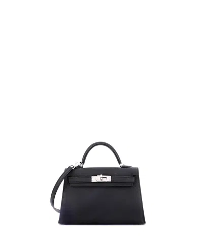 Pre-owned Pre-owned Hermes  Hermes Kelly 20 Handbag Black Epsom With Palladium Hardware
