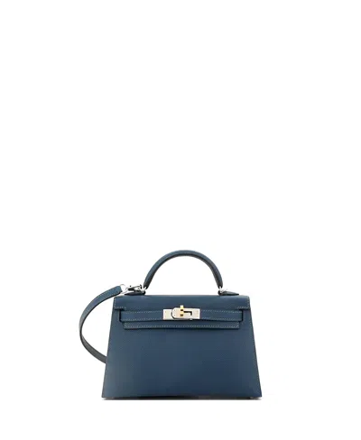 Pre-owned Pre-owned Hermes  Hermes Kelly 20 Handbag Blue Epsom With Electrum Hardware