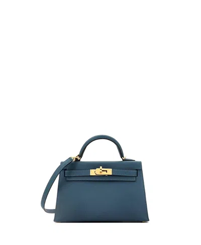 Pre-owned Pre-owned Hermes  Hermes Kelly 20 Handbag Blue Epsom With Gold Hardware