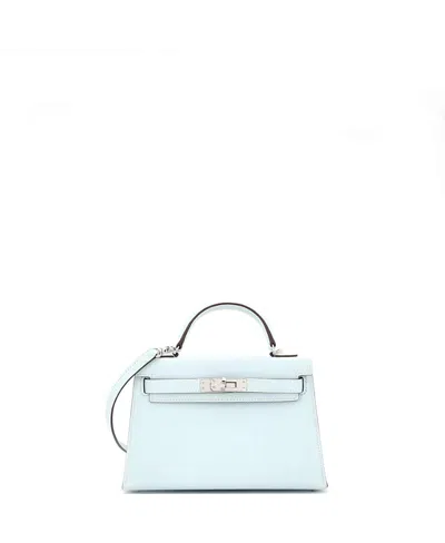 Pre-owned Pre-owned Hermes  Hermes Kelly 20 Handbag Blue Epsom With Palladium Hardware