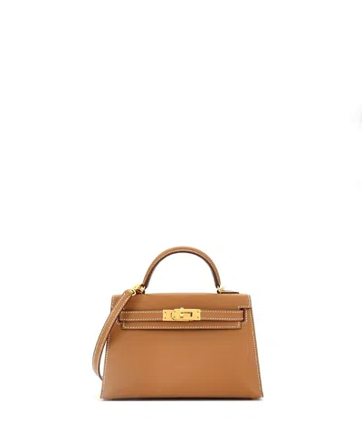 Pre-owned Pre-owned Hermes  Hermes Kelly 20 Handbag Brown Epsom With Gold Hardware