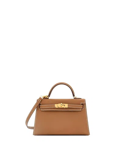 Pre-owned Pre-owned Hermes  Hermes Kelly 20 Handbag Brown Epsom With Gold Hardware