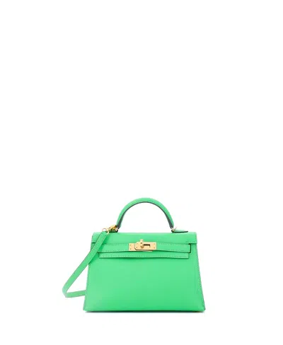 Pre-owned Pre-owned Hermes  Hermes Kelly 20 Handbag Green Chevre Mysore With Gold Hardware