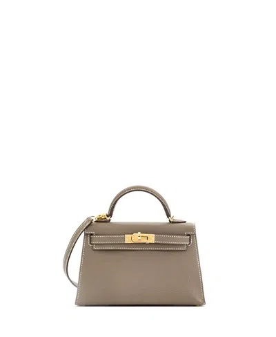 Pre-owned Pre-owned Hermes  Hermes Kelly 20 Handbag Grey Epsom With Gold Hardware In Brown
