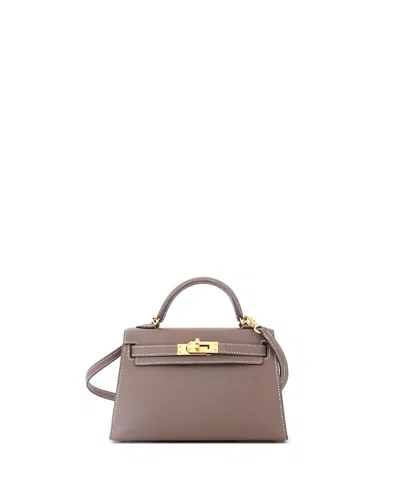 Pre-owned Pre-owned Hermes  Hermes Kelly 20 Handbag Grey Epsom With Gold Hardware In Brown