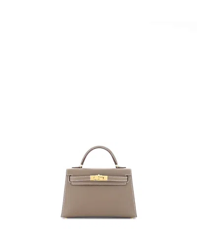 Pre-owned Pre-owned Hermes  Hermes Kelly 20 Handbag Grey Epsom With Gold Hardware In Etoupe