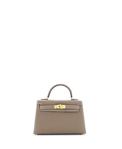 Pre-owned Pre-owned Hermes  Hermes Kelly 20 Handbag Grey Epsom With Gold Hardware In Etoupe