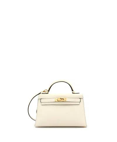 Pre-owned Pre-owned Hermes  Hermes Kelly 20 Handbag Light Epsom With Gold Hardware In White