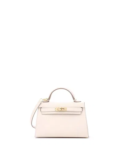 Pre-owned Pre-owned Hermes  Hermes Kelly 20 Handbag Light Epsom With Permabrass Hardware In White