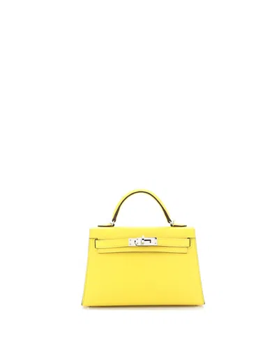Pre-owned Pre-owned Hermes  Hermes Kelly 20 Handbag Yellow Epsom With Palladium Hardware In Jaune De Naples