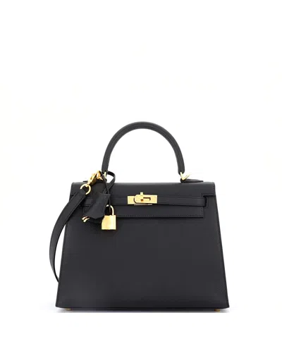 Pre-owned Pre-owned Hermes  Hermes Kelly 25 Handbag Black Epsom With Gold Hardware
