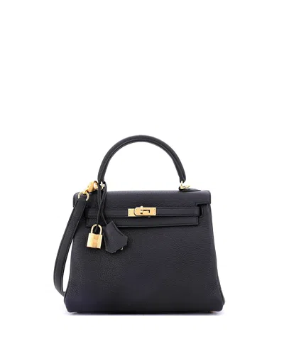 Pre-owned Pre-owned Hermes  Hermes Kelly 25 Handbag Black Togo With Gold Hardware