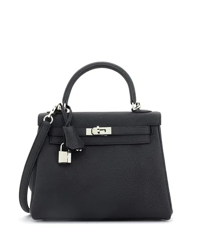 Pre-owned Pre-owned Hermes  Hermes Kelly 25 Handbag Black Togo With Palladium Hardware