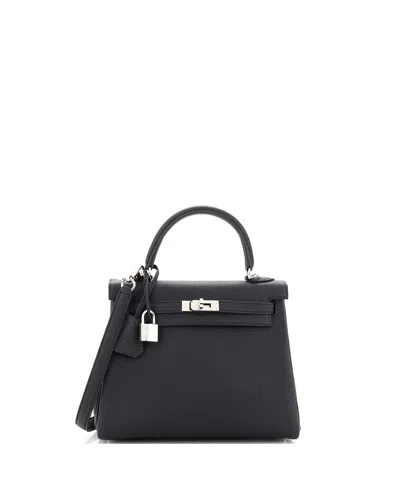 Pre-owned Pre-owned Hermes  Hermes Kelly 25 Handbag Black Togo With Palladium Hardware In Noir