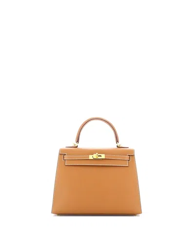 Pre-owned Pre-owned Hermes  Hermes Kelly 25 Handbag Brown Epsom With Gold Hardware