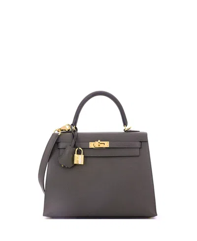 Pre-owned Pre-owned Hermes  Hermes Kelly 25 Handbag Green Epsom With Gold Hardware