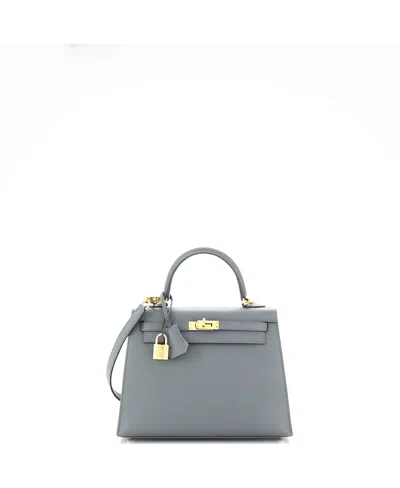 Pre-owned Pre-owned Hermes  Hermes Kelly 25 Handbag Green Epsom With Gold Hardware In Vert Amande
